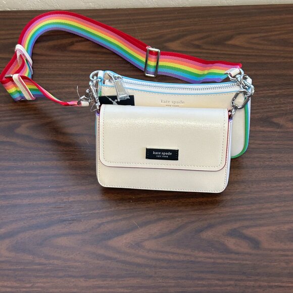 Kate Spade New York Double up Rainbow Leather Crossbody - Picture 9 of 11